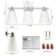 thumbnail image 2 of Lucere 3-Light Bathroom Vanity Lighting, 20.25” Contemporary Wall Light with Frosted Glass Shade, Brushed Nickel Finish, E26 Bulb Base (Bulb Not Included), 2 of 9