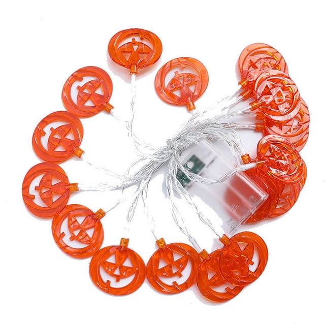 Cadena de luces de calabaza de Halloween, luces LED navideñas para decoración interior y exterior, 20 LED linda linterna naranja que funciona con pilas