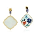 thumbnail image 3 of Natural Iolite Dangle Earrings 18k Yellow Gold Diamond Bakelite Jewelry, 3 of 3