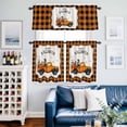 thumbnail image 2 of Halloween Kitchen Curtains Sets for Windows 36 Inch Length, Orange Black Plaid Truck Gnomes Pumpkins Rod Pocket Window Treatments Tier Curtains and Valances Set for Bedroom/Bathroom, 2 of 8
