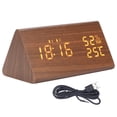 thumbnail image 2 of Wooden Alarm Clock with LED Digits, 11 Alarm Tones, MDF & ABS Material, Voice Control & Weekend Alarm Function for Bedroom, Bedside LED Clock, Temperature & Date Display, 2 of 7
