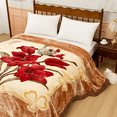 thumbnail image 4 of DBOZE Heavy Warm King Size Floral Raschel Blanket – Soft Plush Korean Mink Red Rose Bed Cover, Reversible Winter Throw, 4 of 5