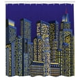 thumbnail image 3 of Ambesonne Cartoon Shower Curtain, Cityscape Square Blue, 69"Wx84"L, Dark Blue and Yellow, 3 of 3