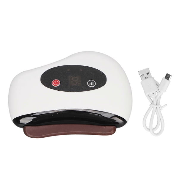 Electric Scraping Board 9 Vibration Gears Hot Compress Skin Gua Sha Massager for Face Neck Back White