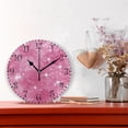thumbnail image 2 of 10" Artistic Round Wall Decorative Desk Clock Wall Clock Home Decor Pink Glitter Background, 2 of 7