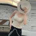 thumbnail image 6 of Fjuchai Womens Lace Camisole Tank Tops V-Neck Summer Solid Color Undershirt Solid Color Sleeveless Mid-Length Slim Top, 6 of 9