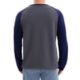 thumbnail image 3 of Camiseta de manga larga para hombre, color bloque, casual, tipo raglán, M, gris azul, 3 of 6