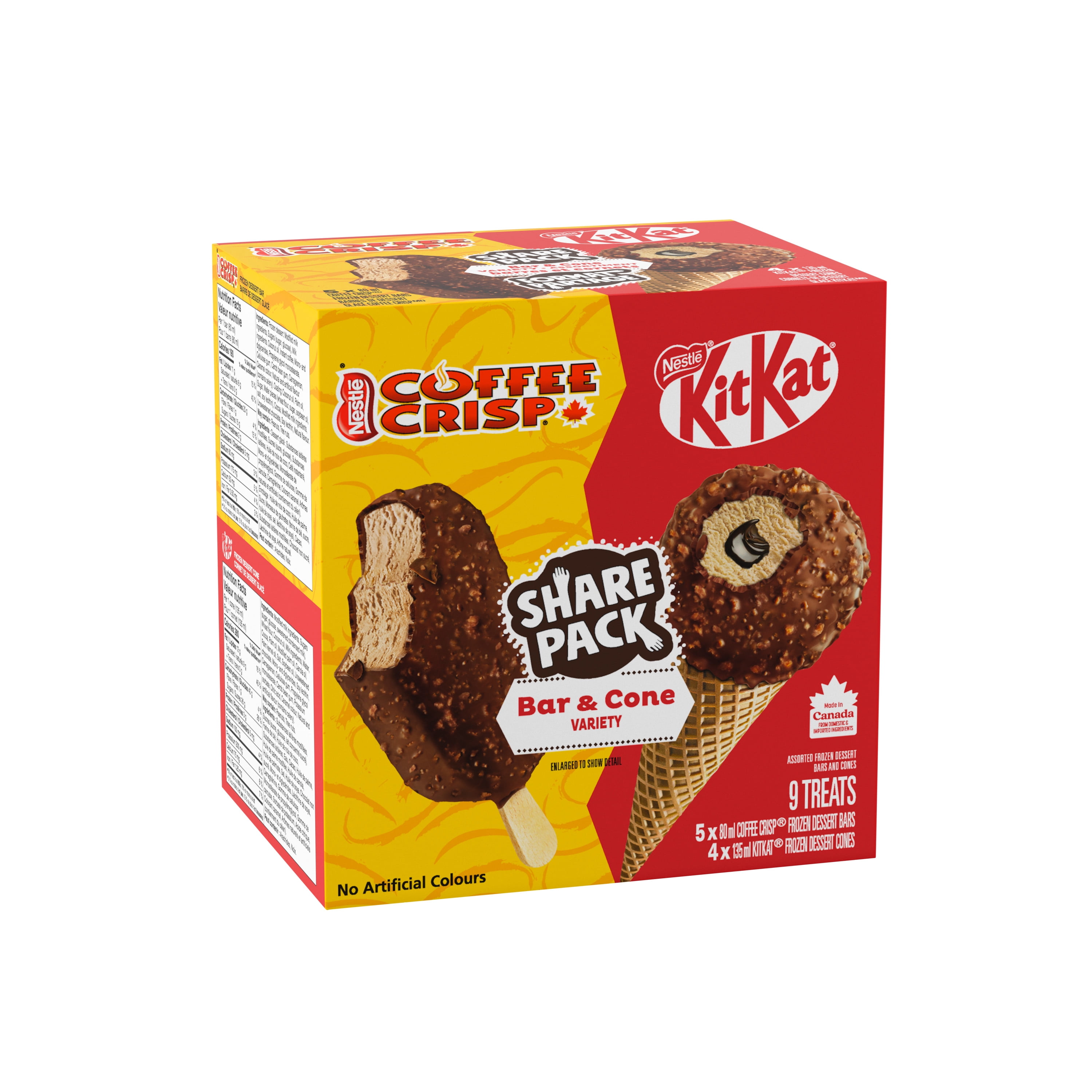Coffee Crisp COFFEE CRISP & KITKAT Share Pack, Frozen Dessert, COFFEE CRISP Bars & KITKAT Cones, Individually Wrapped, Prepared In Canada, No Artificial Colours, 0.9 L