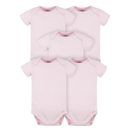 Gerber Baby Boy or Girl Gender Neutral Onesies Brand Premium Cotton Interlock Bodysuits, 5-Pack