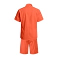 thumbnail image 5 of IWRICH Summer 2 Piece Suits for Men Short Sleeve Tuxedo Blazer Wedding Party Jackets and Elastic Waist Shorts Casual Outfits Orange XXXL, 5 of 7