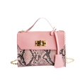 thumbnail image 3 of Women's Snake Print Color Block Chain Crossbody Bag Mini Top Handle Satchel With Gold Lock Clasp Pu Leather Handbag Elegant Travel Fashion Purse, 3 of 3