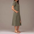 thumbnail image 7 of Nightgowns for Women Lightweight Casual Criss Cross Short Sleeve Maxi Sleep Shirts with Side Pockets, 7 of 7