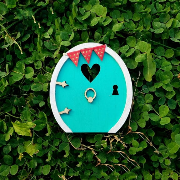 SATRINO Fairies Doors for Tree Outdoor, Tree Stump Decor, 3D DIY Miniature Fairies Garden Gnome House Outdoor Decor Accessories Yard Art Garden Patio Decoration, Fairytale Mini Gift (Blue)