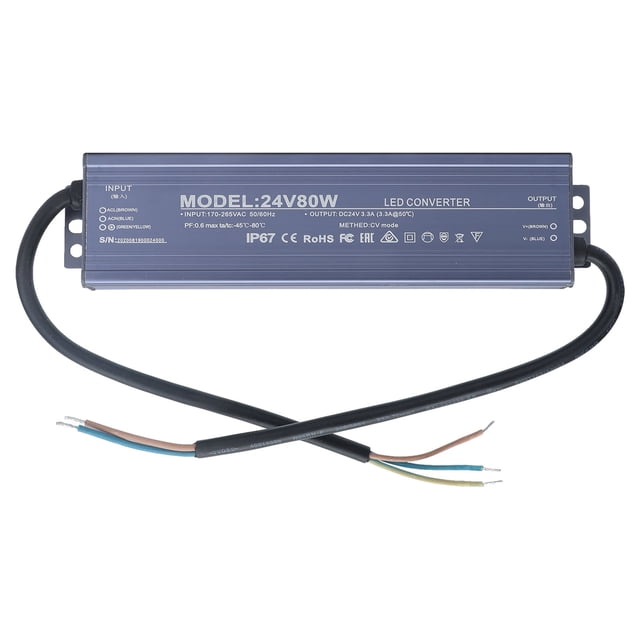 IP67 Waterproof Power Supply, LED Driver Transformer Low Loss Copper Core Aluminum Alloy AC170-265V Input For Car Modification 12V 6.6A,24V 3.3A
