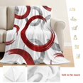 thumbnail image 5 of Red Grey Blanket Soft Cozy Warm Throw Blanket for Couch, Plush Fuzzy Flannel Fleece Blankets for Sofa, Geometric Circle Modern Abstract Simple Art Bed Blankets Lightweight Gifts for Women, 50"x60", 5 of 9
