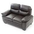 thumbnail image 3 of Pemberly Row Contemporary Faux Leather Loveseat in Dark Brown, 3 of 4