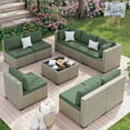 thumbnail image 4 of Amopatio 9 Pieces Patio Conversation Set, Outdoor Sectional PE Rattan Wicker Furniture Seat,GREEN, 4 of 8