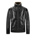 thumbnail image 2 of DAFPZW Faux Leather Jacket for Men Bomber Motorcycle Jackets with Pockets Winter Fleece Lined Windproof Outwear, 2 of 4