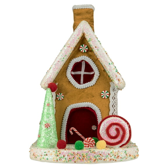 Northlight Gingerbread Glitter Candy House Christmas Decoration - 13"
