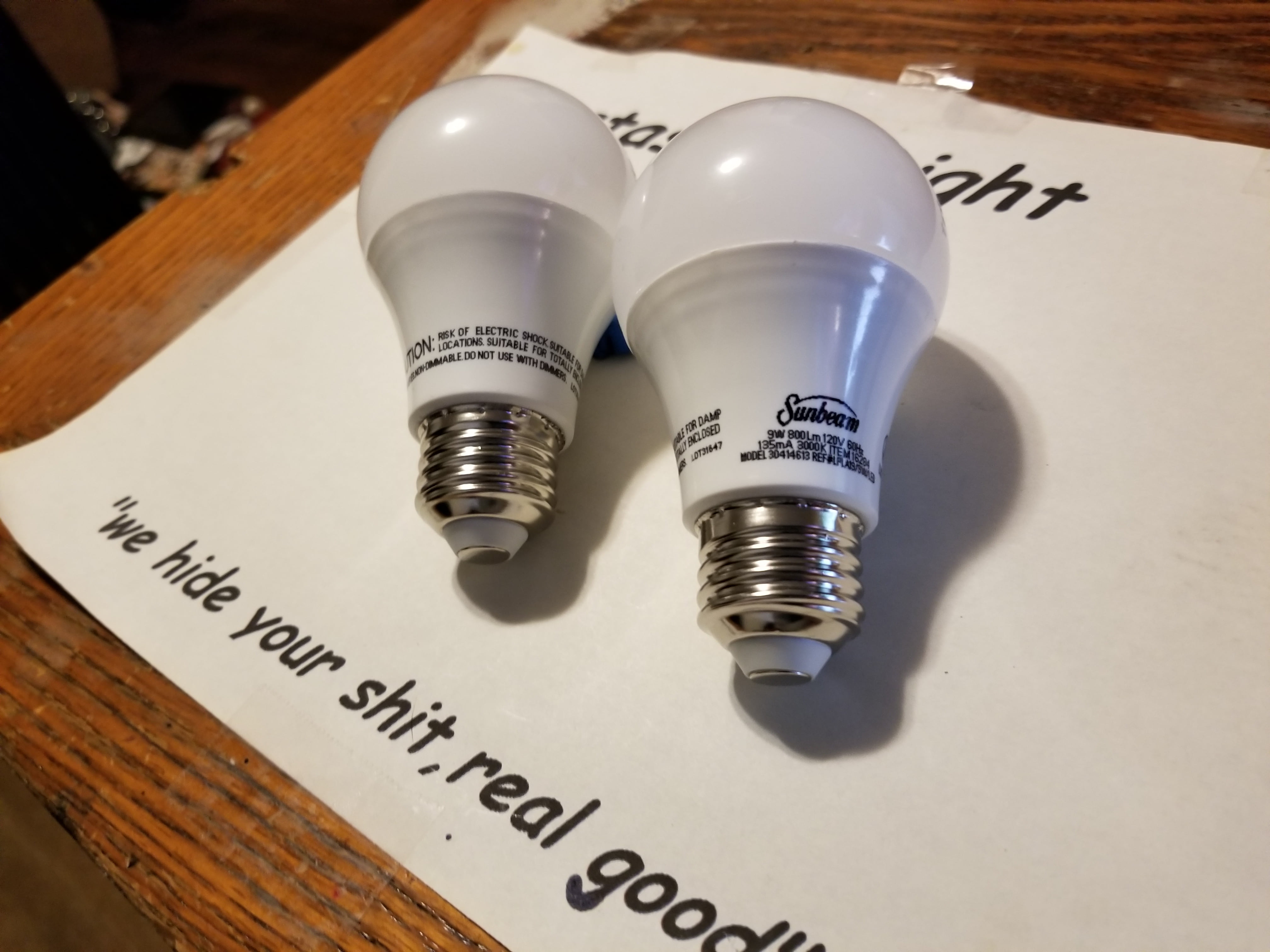 x 2 Light Bulb Hidden Storage Secret Diversion Stash  *Non-Glass-Unbreakable* 