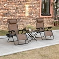 thumbnail image 2 of Outsunny Zero Gravity Chair Set with Folding Table & Cup Holder Trays Brown, 2 of 10