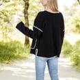 thumbnail image 2 of Women's Button Front Knit Cardigan with Contrast Stitching and Front Pockets- Medium, Black, 2 of 6