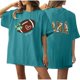 thumbnail image 1 of Tops Cortos para las Mujeres, Doble Cara Impreso Cuello Redondo Gota Hombro Camiseta, Top Estirable Casual, 1 of 5