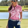 thumbnail image 2 of Garronmavis Golf Shirt for Women Zipper Casual Tennis Shirts Short Sleeve Collar Workout Athletic Shirts Womens Valentines Golf Shirt, Valentines Pink Hearts, Size 2XL, 2 of 7
