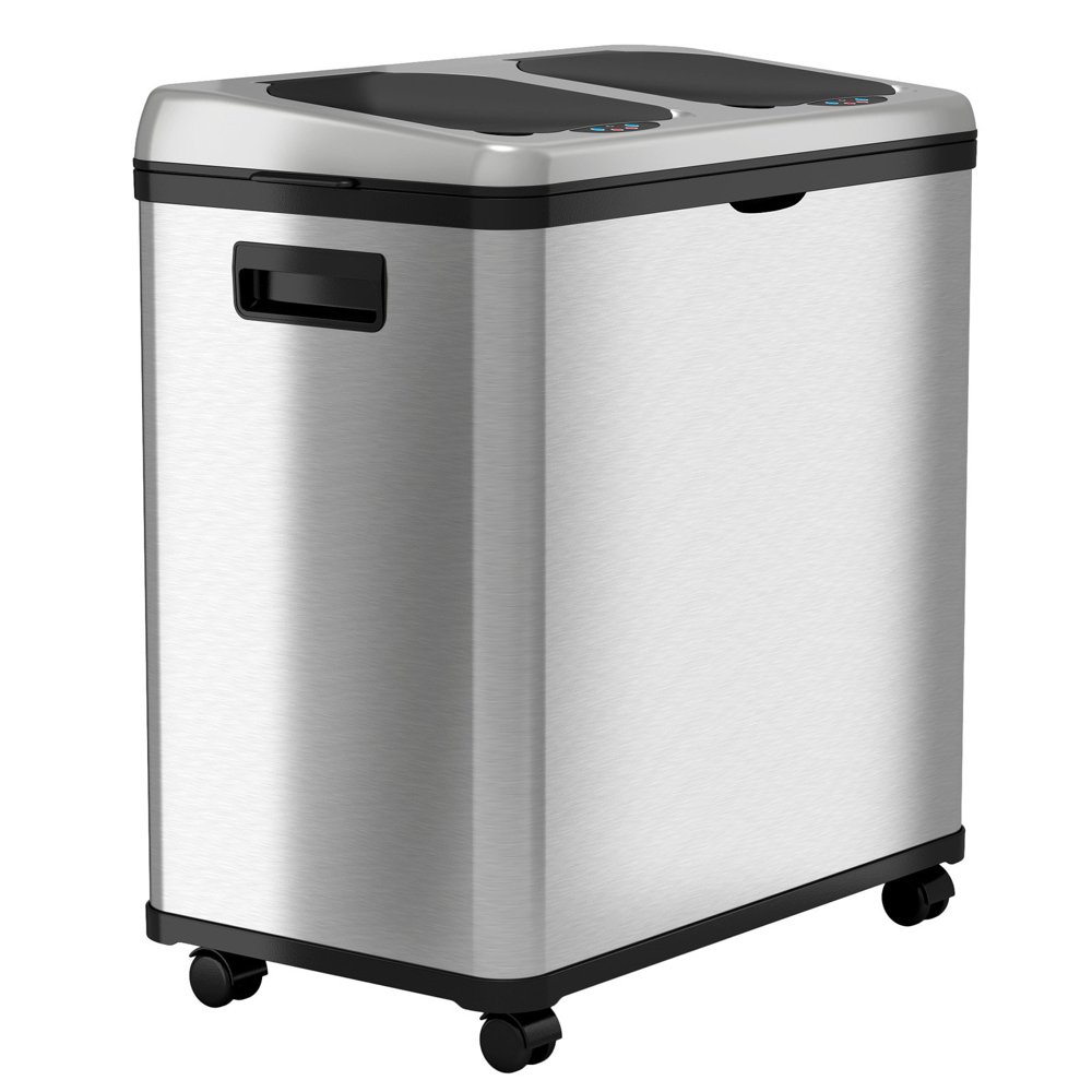 iTouchless 2 Compartment Recycle Touchless Trashcan 16 gal. Stainless