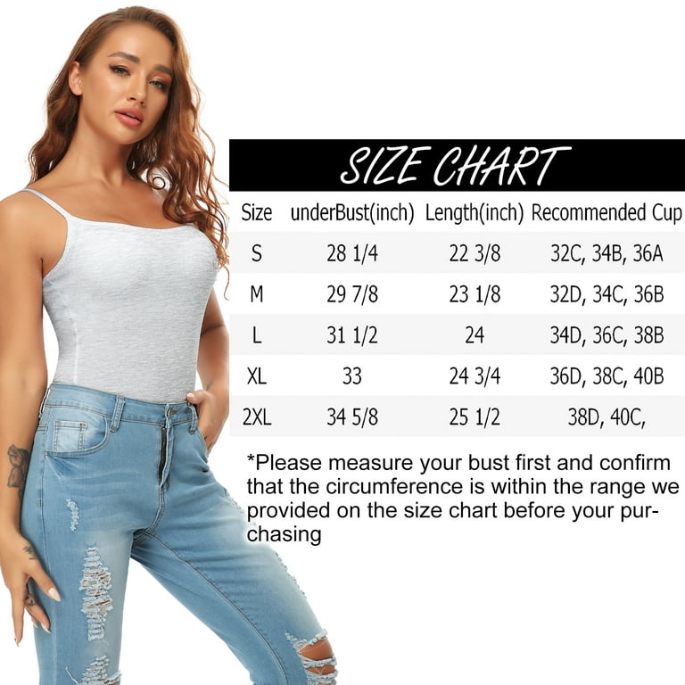 SHAPEVIVA Tank Top with Built in Bra for Women Basic Spaghetti Straps  Camisole with Shelf Bra 