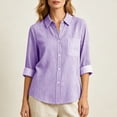 thumbnail image 4 of Women's Striped Button Down Shirt Long Sleeve Business Dressy Casual Blouses Classic Collared Work Outfits Clothes, 4 of 9