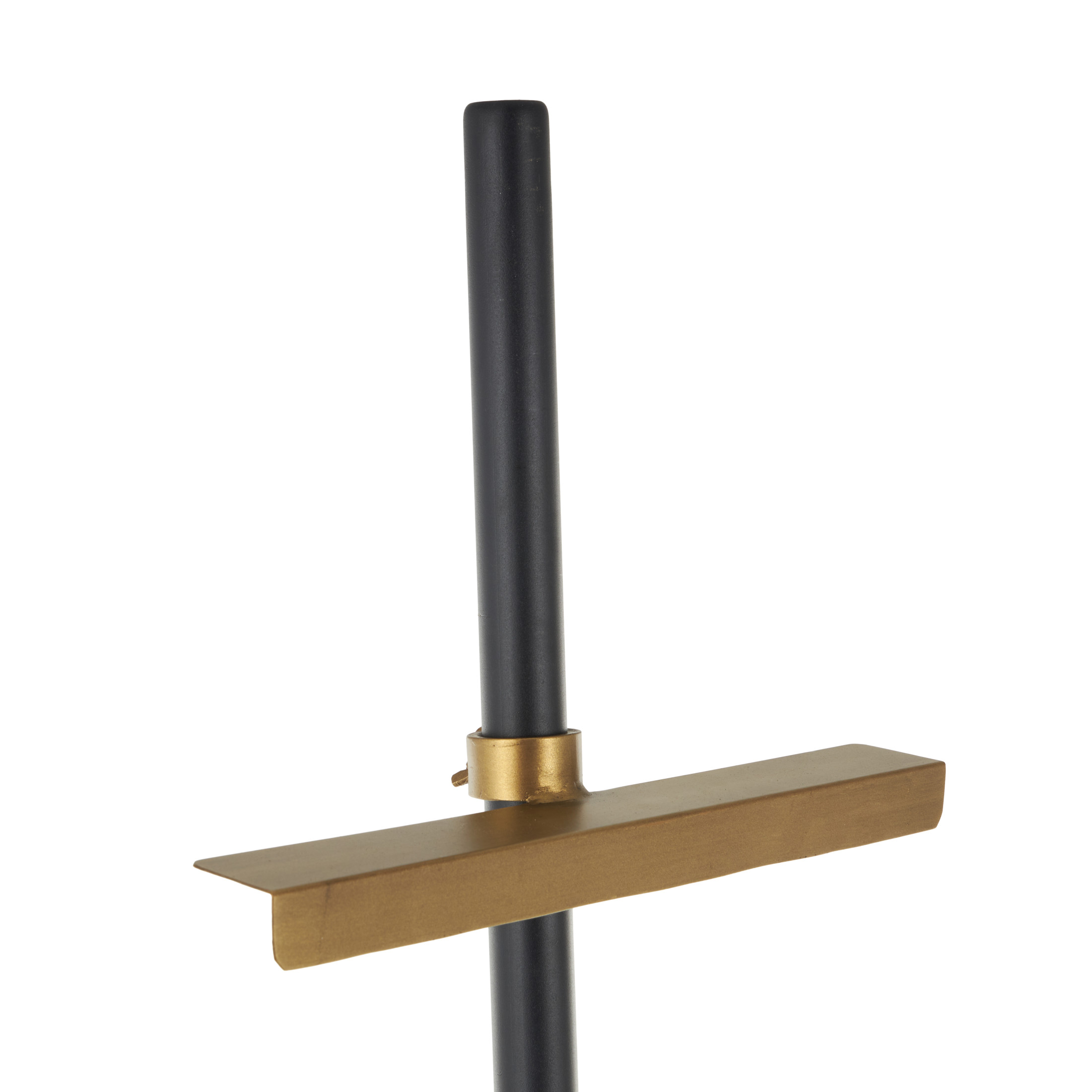 DecMode 13" x 65" Black Metal Tall Floor 2 Hook Easel with Gold Accents, 1-Piece
