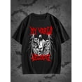 thumbnail image 1 of MY WORLD Lightning Skull Print Men's Fashion Comfy Breathable T-Shirt, New Casual Round Neck Short Sleeve Tee for Spring Summer Holiday Leisure Vacation Men's Clothing As Gift, 1 of 5