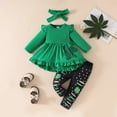 thumbnail image 2 of vigerkar Infant Girl St Patricks Day Outfit Shamrock Shirt Dress Top+Four-leaf Clover Pants 12M-3 Years (Green, 9-12 Months), 2 of 7