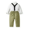 thumbnail image 4 of Hjtefg Boys' Dressy 3-Piece Set - Long Sleeve Shirt, Suspenders & Pants | Formal Outfit with Bow Tie | Smart Party Wear for Toddlers & Kids, Color: 1-Green Size: 2-3 Years, 4 of 5