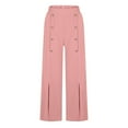 thumbnail image 5 of LLYwey Women Pajama Pants Women's Summer Fashionable Solid Color Wide Leg Cotton Breasted Pants Female Pants Long Pant Style H61 Pinks XXL, 5 of 6