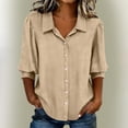 thumbnail image 2 of KyCheLot Women's Button down Shirts Fall 3/4 Sleeve Lapel Neck Solid Color Shirts Casual Comfy Business Shirts, 2 of 5