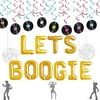 LaVenty Set of 2 Lets Boogie Balloons Lets Boogie Banner Disco Party Decoration 70'S Disco Party Decorations 1980s Party Decoration Disco Ball Decoration 70'S Disco Party Supplies