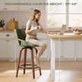 thumbnail image 6 of CDCASA Swivel Bar Stools Set of 2, 26 Inch Counter Height Bar Stools with High Backrest, Linen Wood Upholstered Modern Barstools for Kitchen Counter, Green, 6 of 9