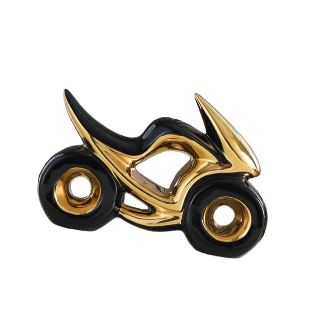 Estatua de motocicleta, escultura moderna, figura decorativa minimalista coleccionable, adorno de mesa para estantería, decoración del hogar Negro