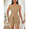 thumbnail image 2 of ZOELNIC Womens 2 Piece Outfits Casual Suit Sets Sleeveless Button Down Blazer Vest Shorts Office Business Matching Set, M, 2 of 4