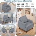 thumbnail image 2 of HomGarden Gray Linen Single Sofa Chair - Versatile Accent Armchair W/Cushion Lounge Seat & Wood Legs for Home, Bedroom, Office, 2 of 9