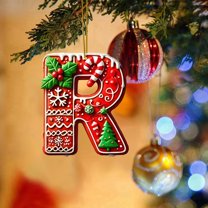 Candy Cane Alphabet Christmas Ornaments with Red Letters and Berry Design,A to Z Mini Monogram Hanging Pendants for Xmas Tree Decorations,DIY Craft Party Home Holiday Decorative Accents