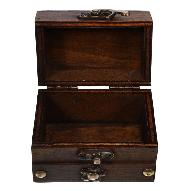 Cofre del tesoro de madera vintage: joyero con cerradura, gran capacidad, decorativo, organizador para la decoración del hogar.