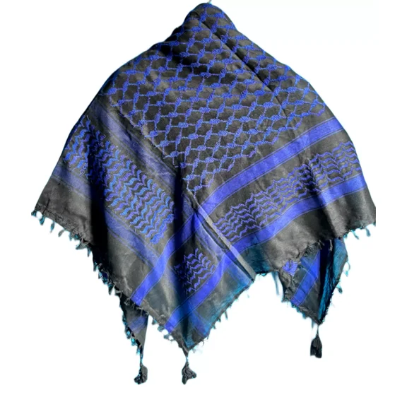 Blue Keffiyeh Shemagh Unisex Arab Scarf All Original Made In Palestine Kufiya