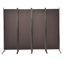 Patiojoy 5.6Ft Tall Folding Room Divider Freestanding 4-Panel Privacy Screen w/Iron Frame Coffee