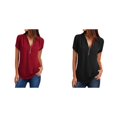 thumbnail image 1 of (Lot de 2) Rinsvye T-Shirt Décontracté Ample à Col à Fermeture à Glissière en Spandex pour Femmes, Col Roulé Simulé, Manches Longues, Compression, 1 of 6