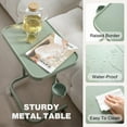 thumbnail image 4 of Metal TV Tray with Wheels Adjustable Meal Folding Laptop Table 3 Heights Tilt Angles Portable Over Bed Sofa Stand Desk Gray Green, 4 of 6