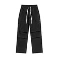 thumbnail image 6 of Men Cargo Pants Loose Wide Leg Drawstring Elastic Waist Loose Solid Color Quick Dry Thin Multi Pockets Sport Daily Wear Full Length Trousers, 6 of 8