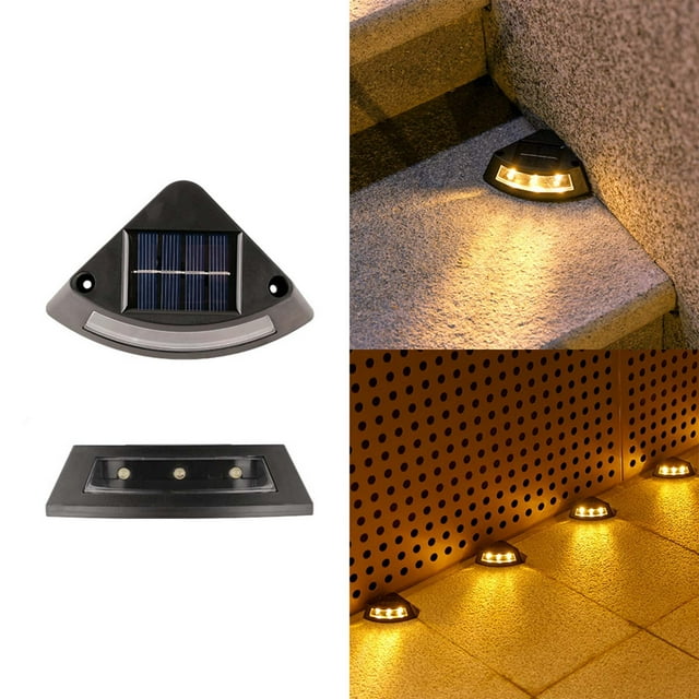 Luz solar para escaleras | Luz para escaleras de jardín exterior | Lámpara LED solar para escaleras con control de luz inteligente | ABS resistente a la intemperie | Iluminación segura para patios,